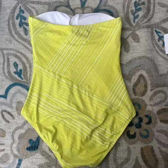 Vince Camuto Spliced Bandeau One Piece Swimsuit - Savona Stripe Color Limoncello - Picture 6 of 9